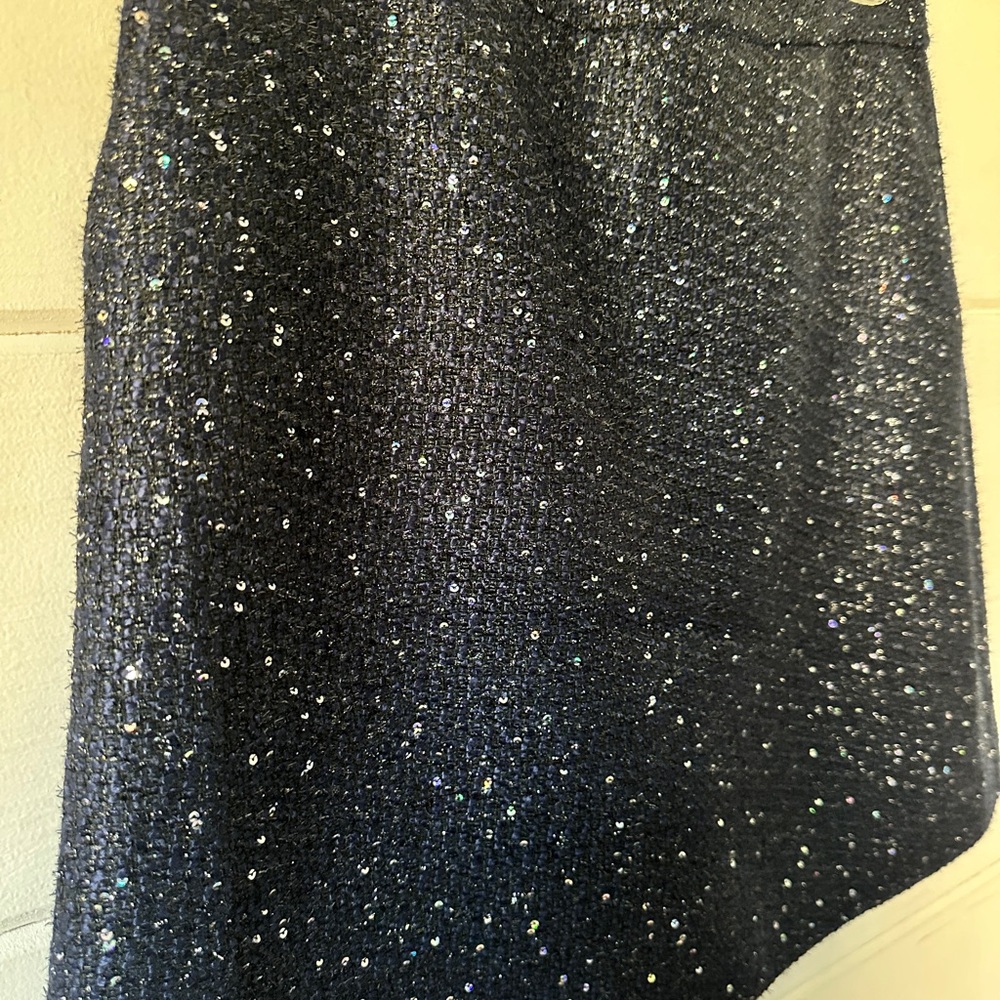 LOFT Navy/Black Sequin Mini Skirt